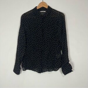 Reformation Black Ciolet Polka Dot Button Front Monti blouse size xsmall